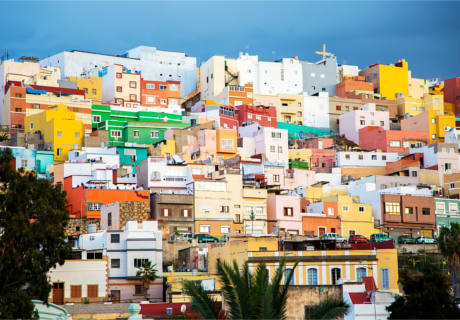 Fargerike fasader i Las Palmas